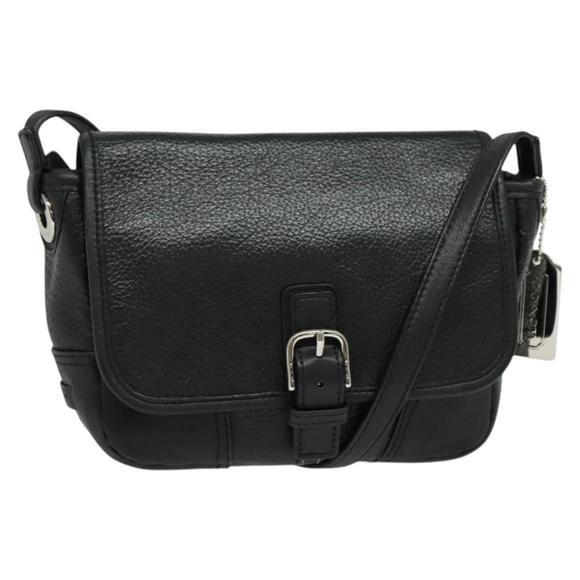 Coach Handbags - Coach Shoulder Bag Leather Black Silver Auth bs27382